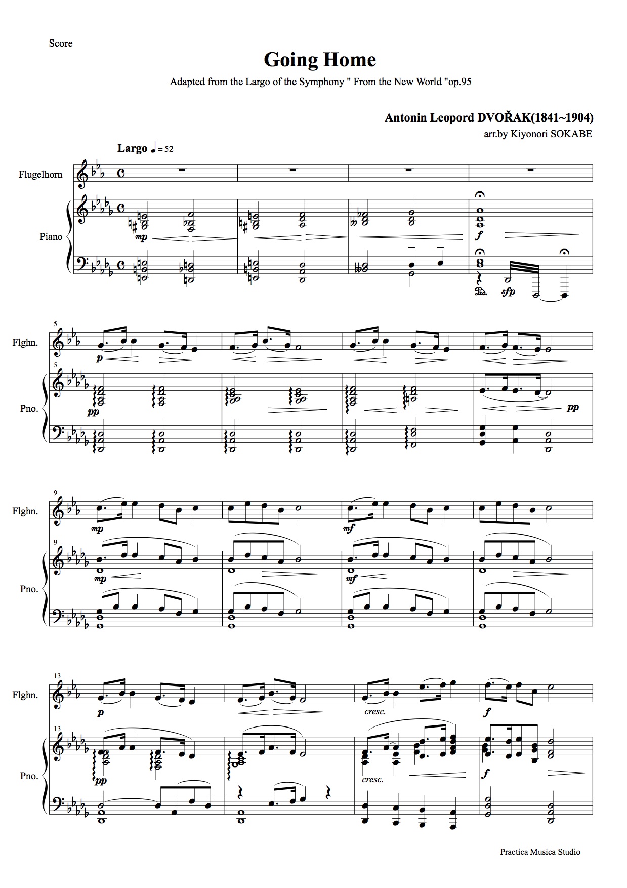家路 (ドボルザーク) 鍵盤/管楽 - トランペットとピアノのための二重奏 | 現代日本の音楽の楽譜 | SOKABE Music Publishing